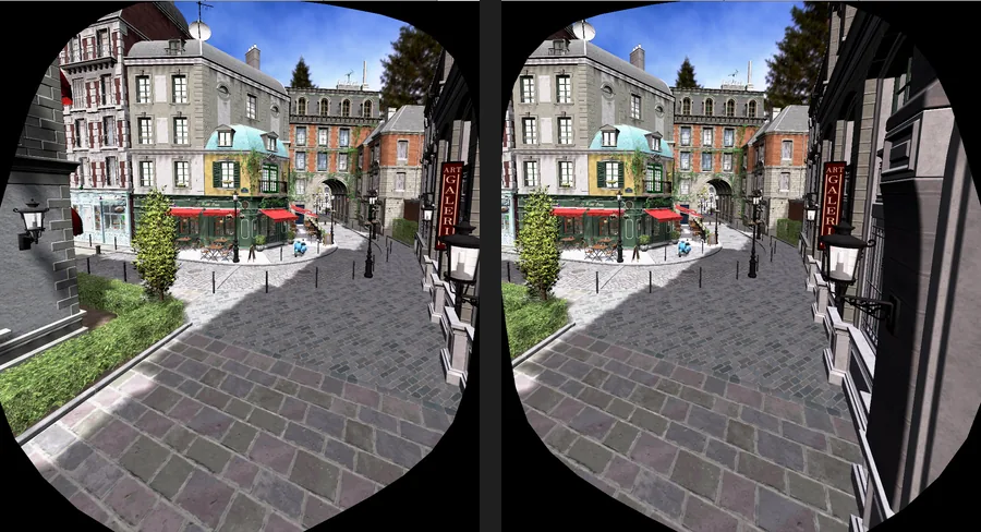 The left-eye and right-eye render results after rejecting the hidden areas with stencil